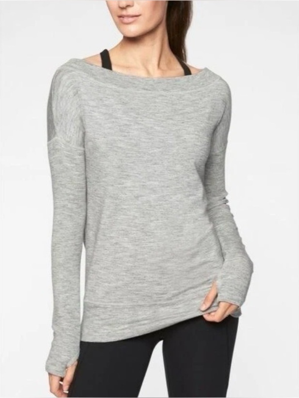 Athleta | Heather Grey/Gray Studio Barre Activewear Terry Sweatshirt Sz Large